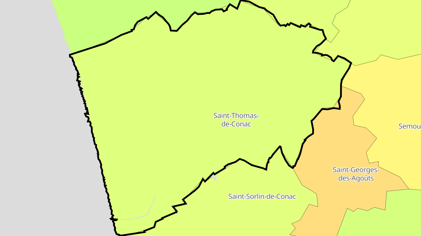 Carte des prix de l'immobilier Saint-Thomas-de-Conac