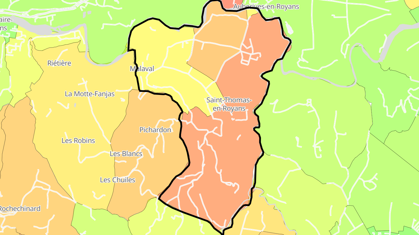 Carte des prix de l'immobilier Saint-Thomas-en-Royans