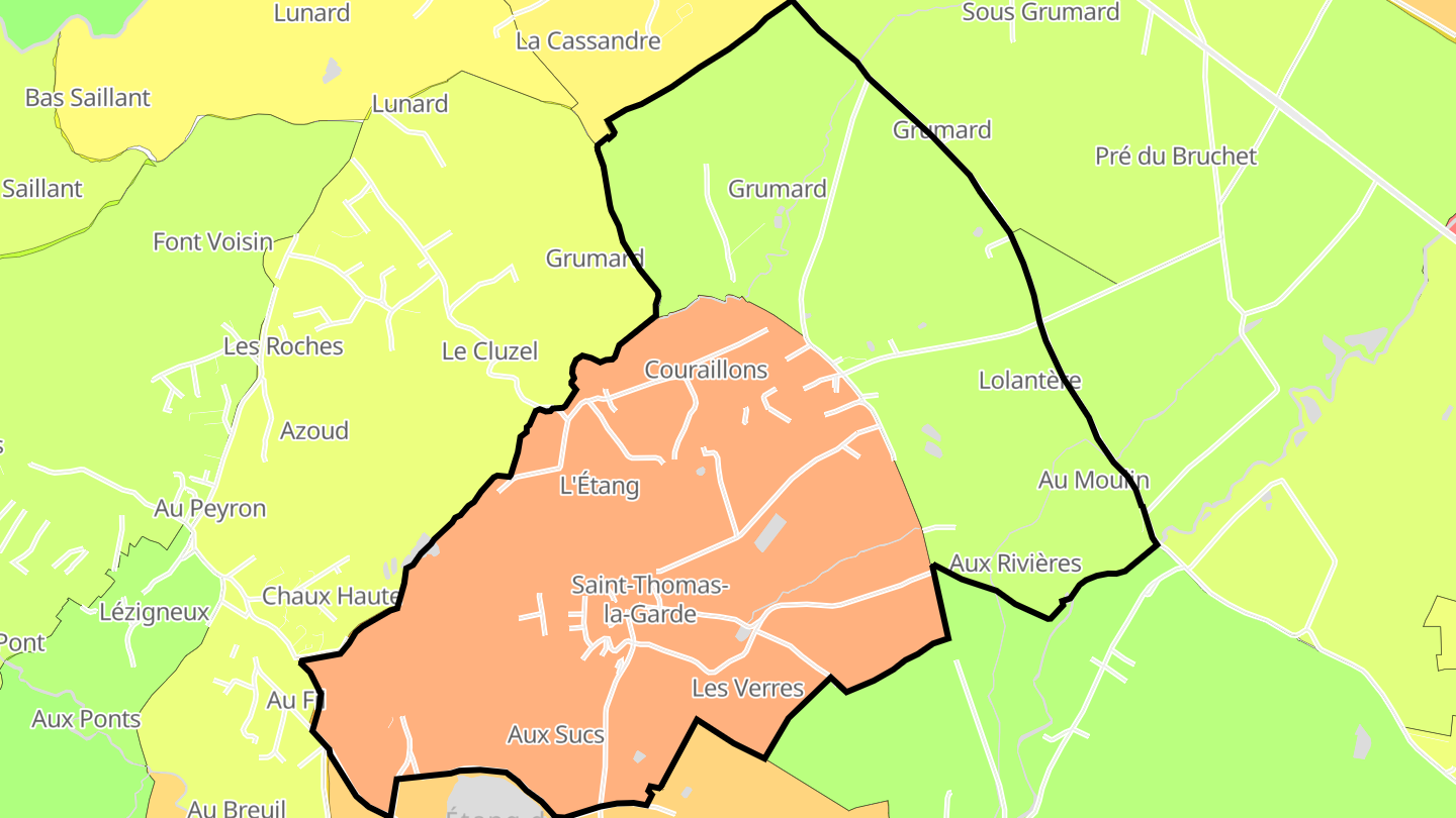 Carte des prix de l'immobilier Saint-Thomas-la-Garde