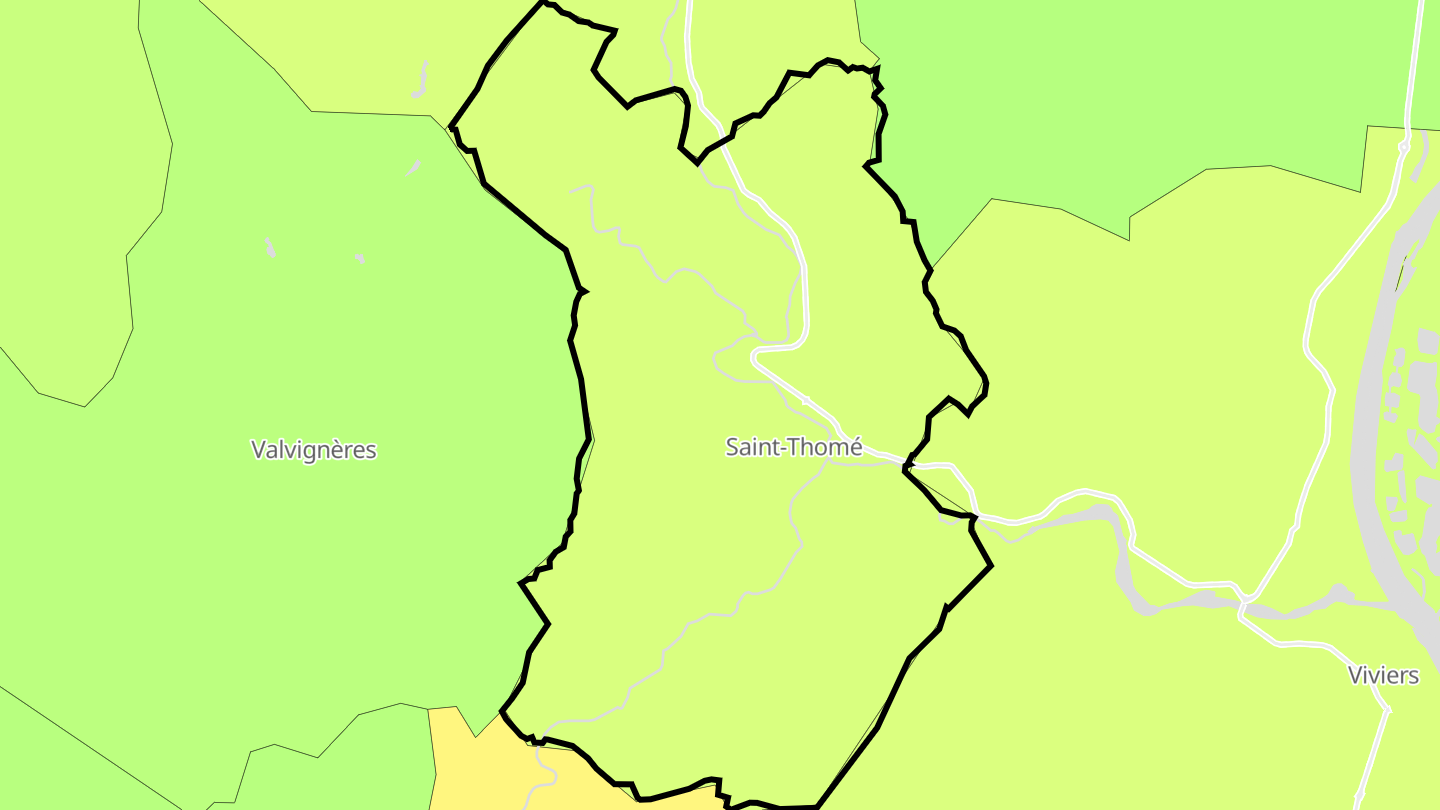 Carte des prix de l'immobilier Saint-Thomé
