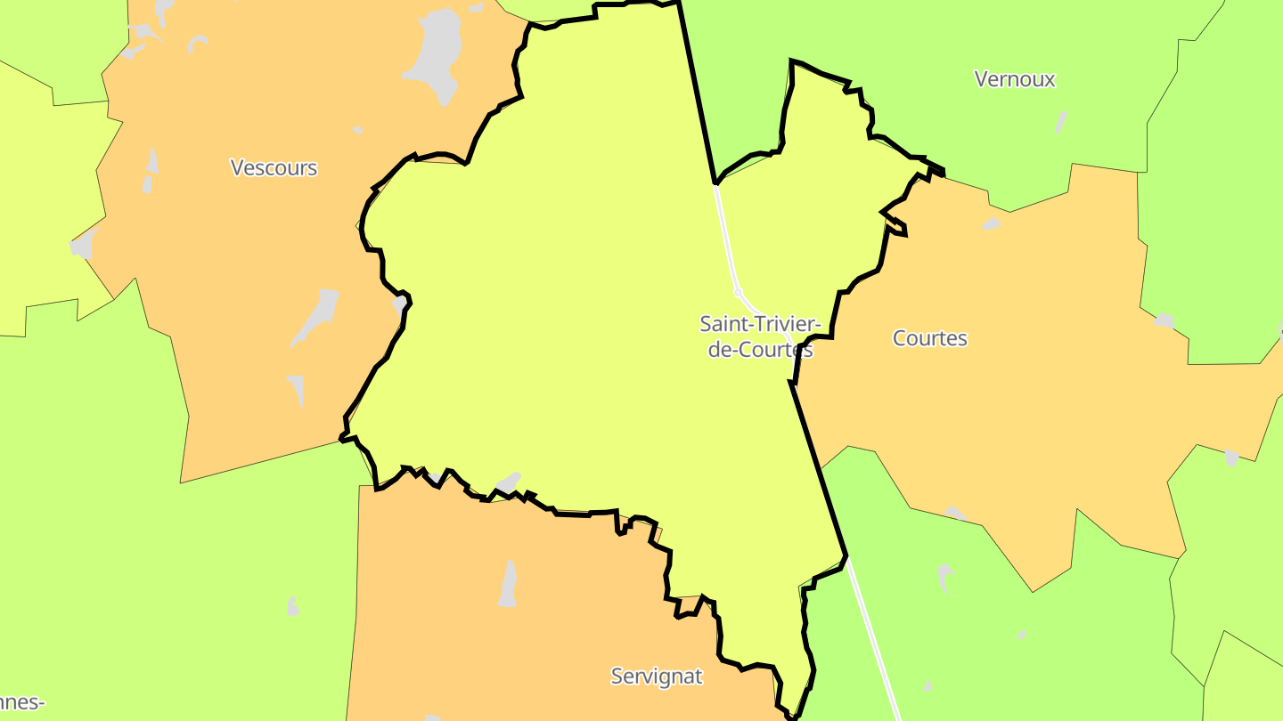 Carte des prix de l'immobilier Saint-Trivier-de-Courtes