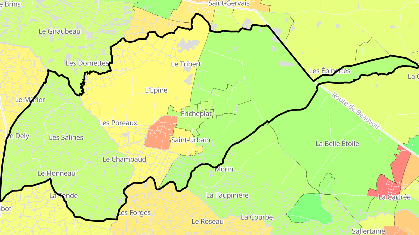 Carte des prix de l'immobilier Saint-Urbain