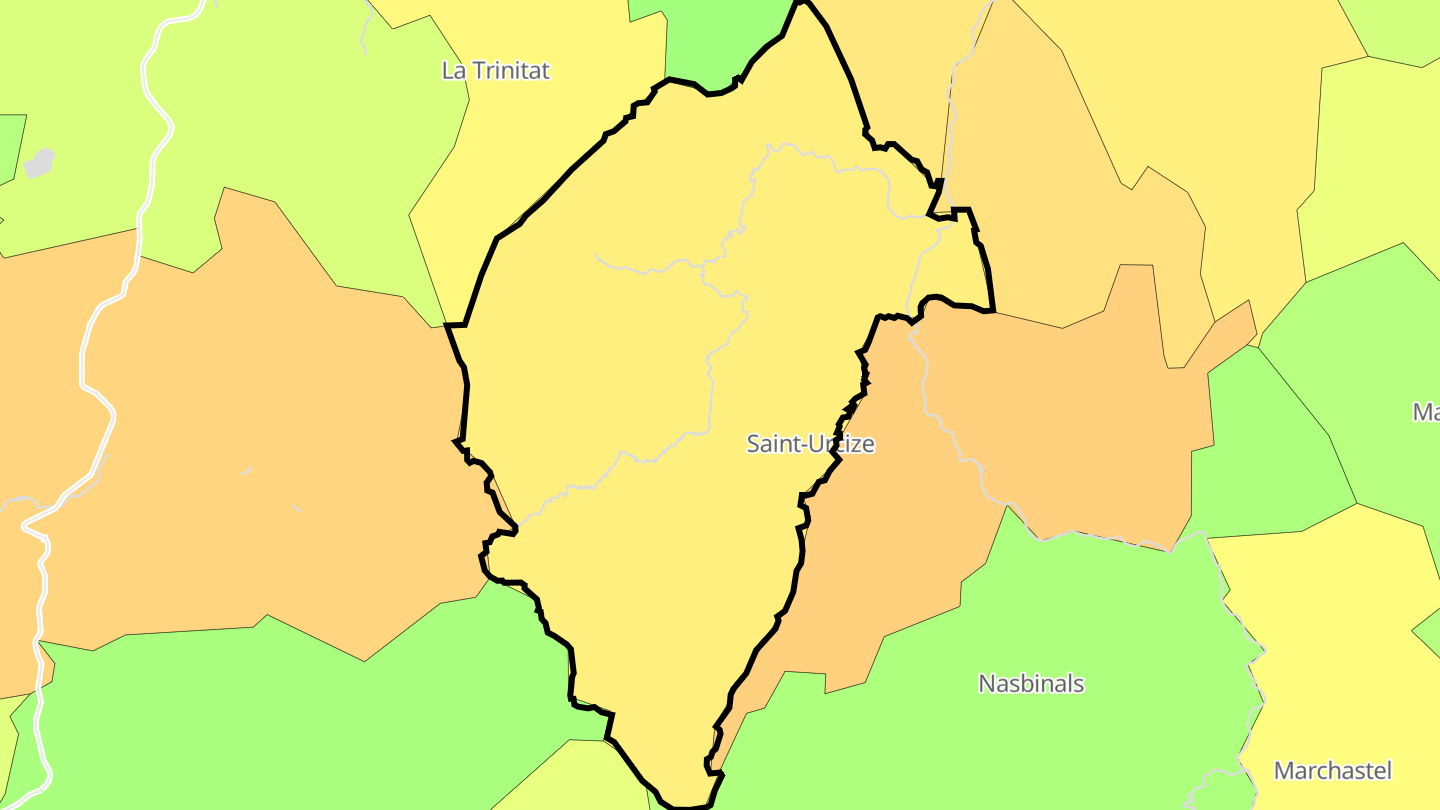 Carte des prix de l'immobilier Saint-Urcize
