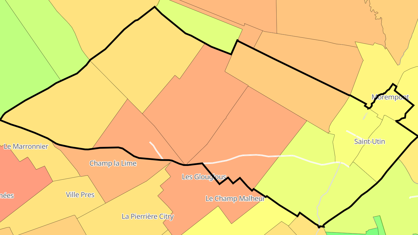 Carte des prix de l'immobilier Saint-Utin