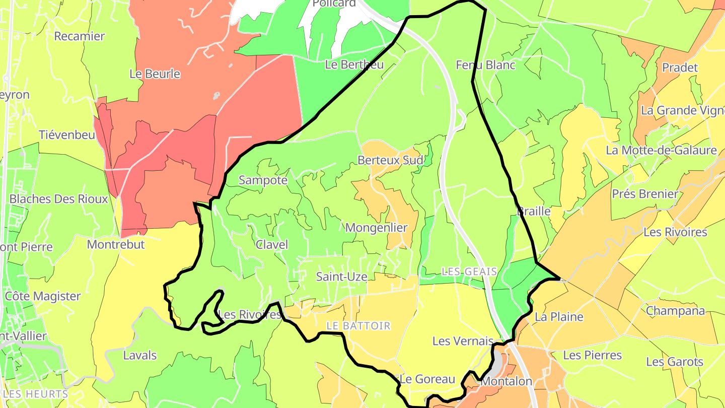 Carte des prix de l'immobilier Saint-Uze
