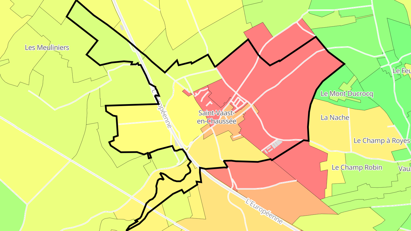 Carte des prix de l'immobilier Saint-Vaast-en-Chaussée