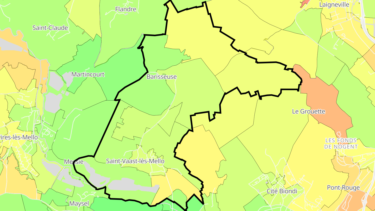 Carte des prix de l'immobilier Saint-Vaast-lès-Mello
