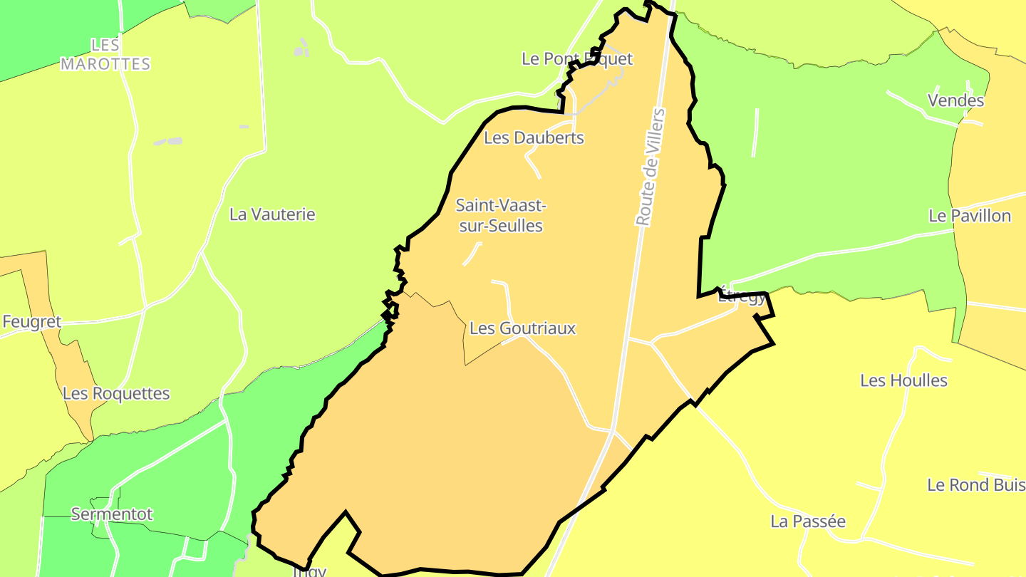 Carte des prix de l'immobilier Saint-Vaast-sur-Seulles