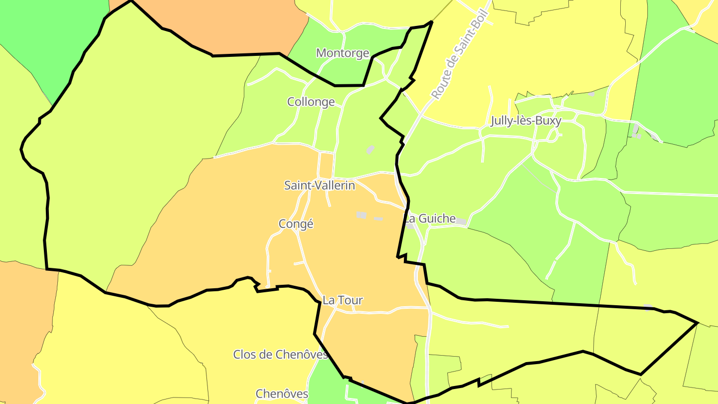 Carte des prix de l'immobilier Saint-Vallerin