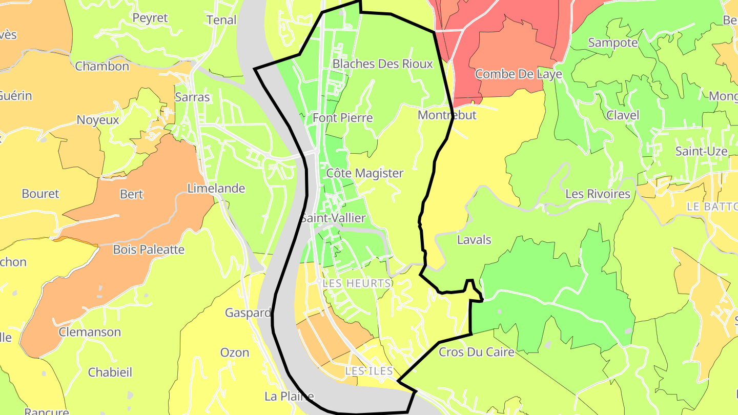Carte des prix de l'immobilier Saint-Vallier