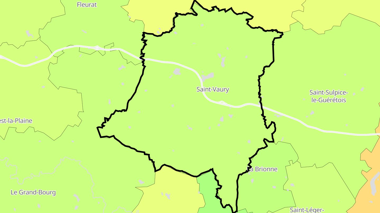 Carte des prix de l'immobilier Saint-Vaury