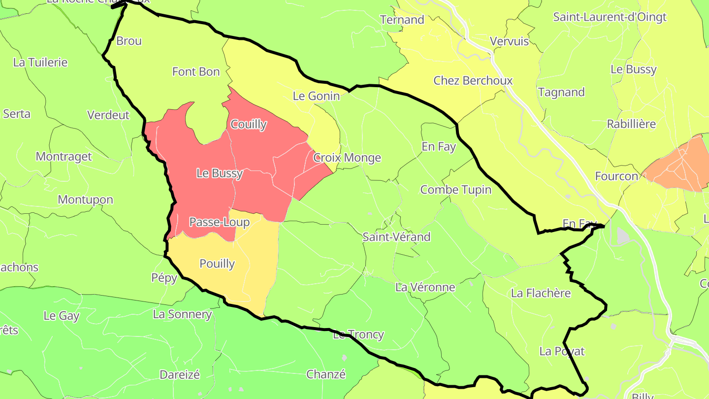 Carte des prix de l'immobilier Saint-Vérand