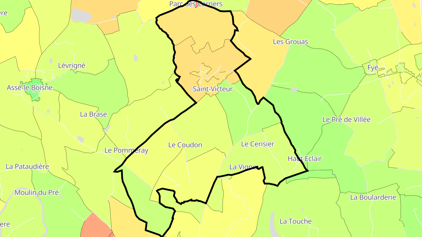 Carte des prix de l'immobilier Saint-Victeur