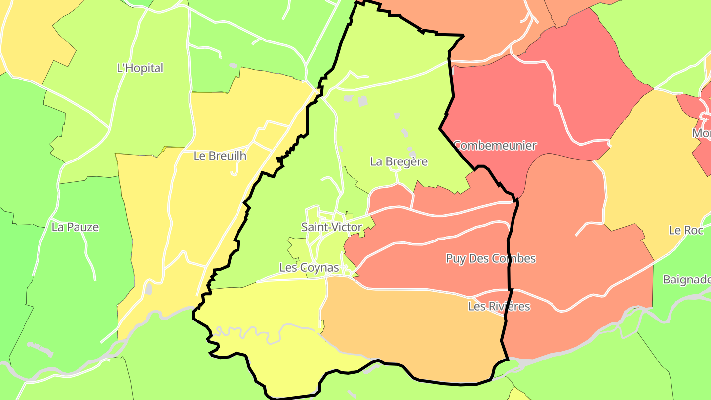 Carte des prix de l'immobilier Saint-Victor