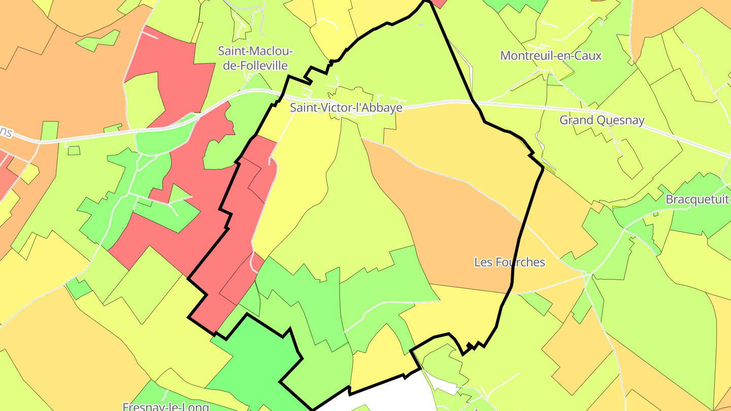 Carte des prix de l'immobilier Saint-Victor-l'Abbaye