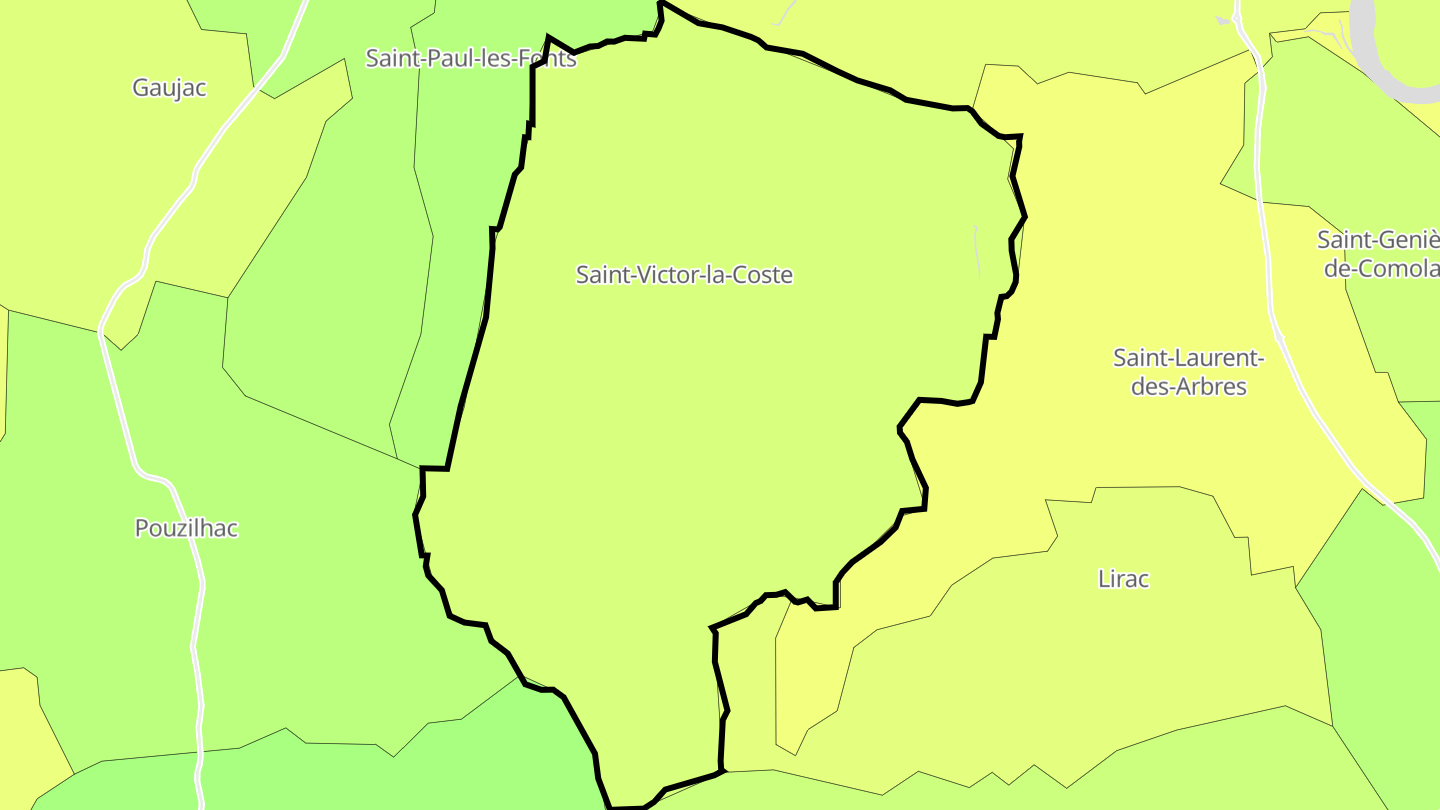 Carte des prix de l'immobilier Saint-Victor-la-Coste