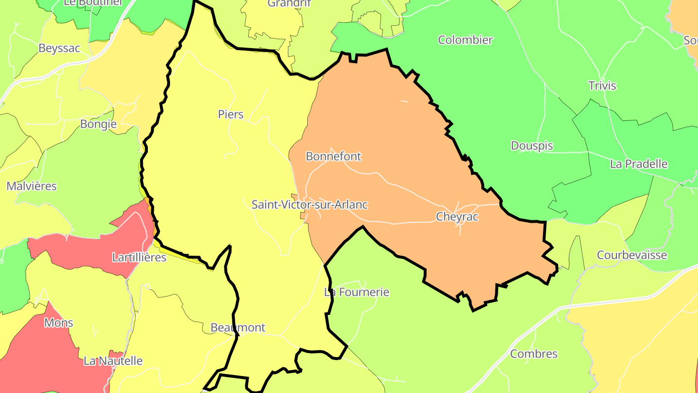 Carte des prix de l'immobilier Saint-Victor-sur-Arlanc