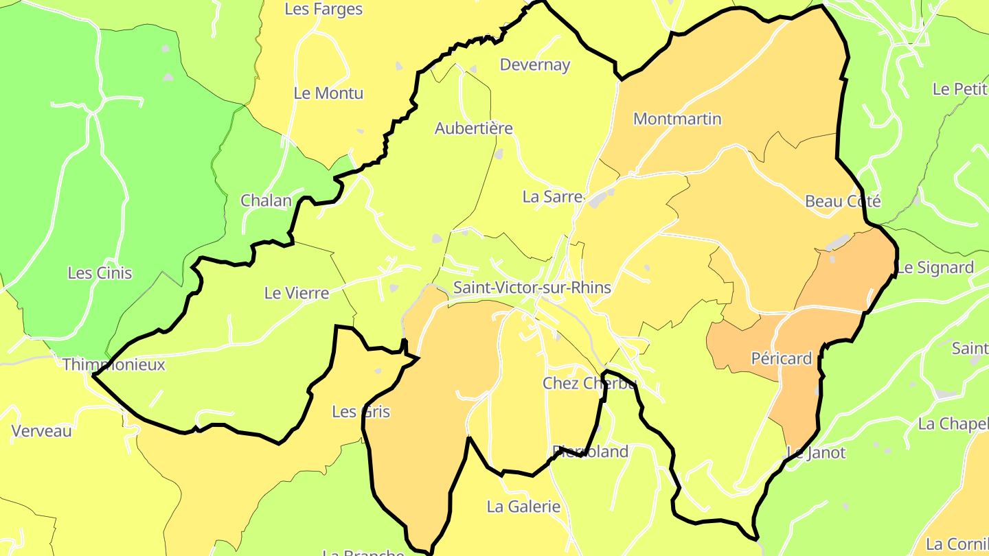 Carte des prix de l'immobilier Saint-Victor-sur-Rhins