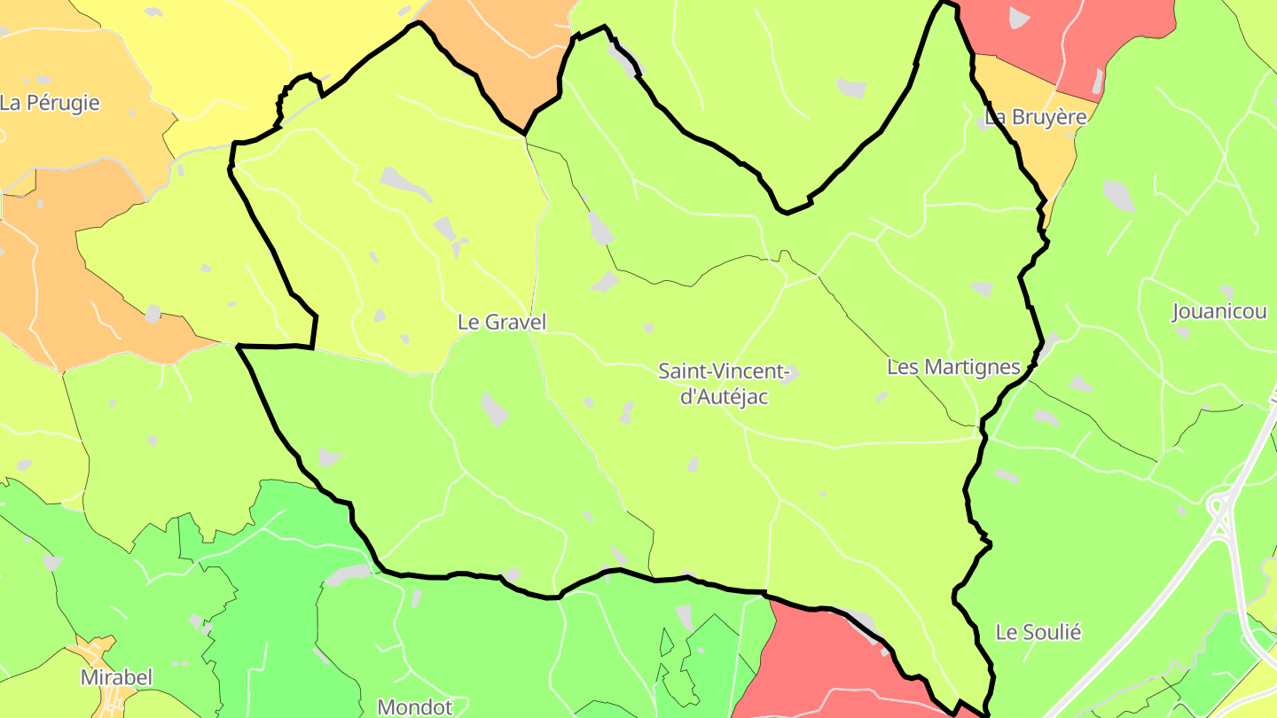 Carte des prix de l'immobilier Saint-Vincent-d'Autéjac
