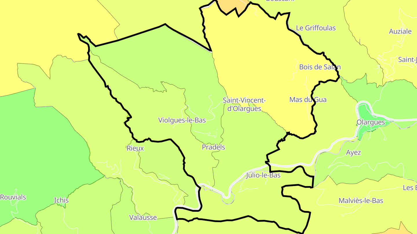 Carte des prix de l'immobilier Saint-Vincent-d'Olargues