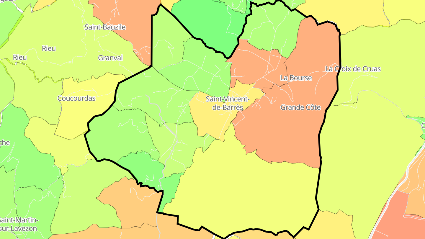 Carte des prix de l'immobilier Saint-Vincent-de-Barrès