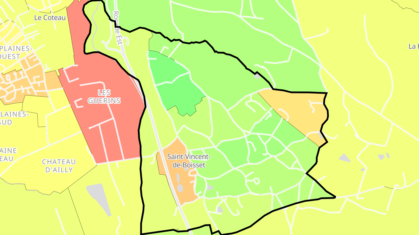 Carte des prix de l'immobilier Saint-Vincent-de-Boisset