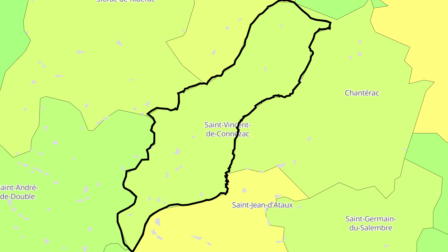 Carte des prix de l'immobilier Saint-Vincent-de-Connezac