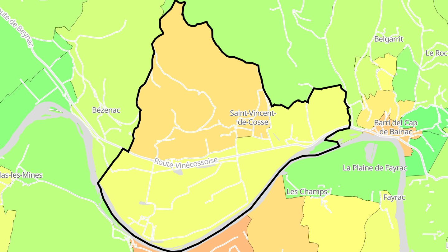 Carte des prix de l'immobilier Saint-Vincent-de-Cosse