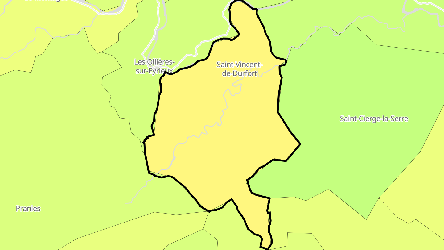 Carte des prix de l'immobilier Saint-Vincent-de-Durfort