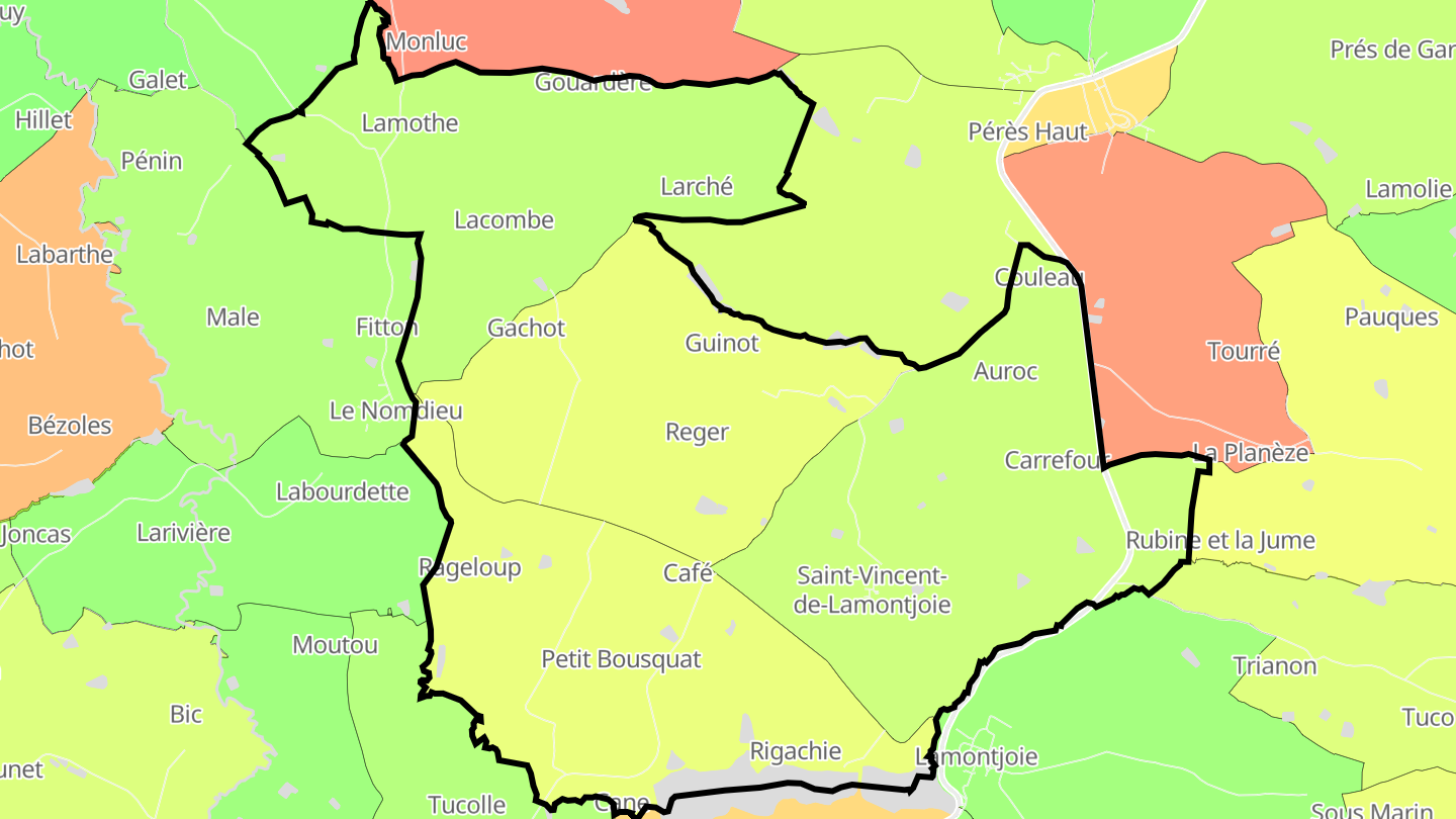 Carte des prix de l'immobilier Saint-Vincent-de-Lamontjoie
