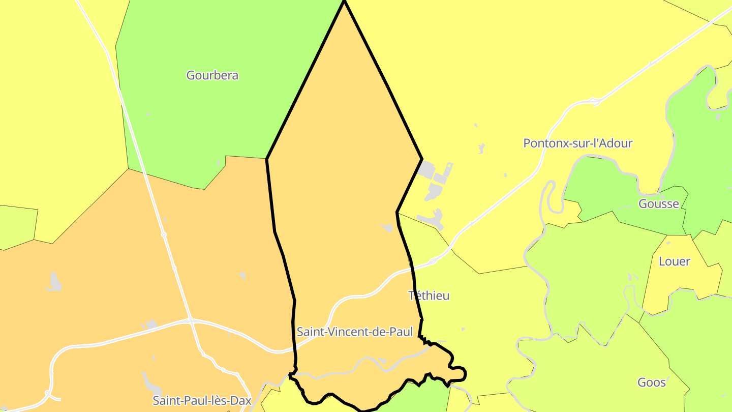 Carte des prix de l'immobilier Saint-Vincent-de-Paul