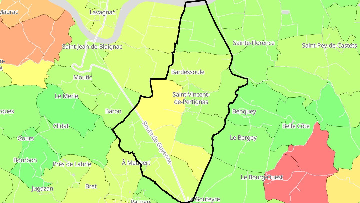 Carte des prix de l'immobilier Saint-Vincent-de-Pertignas