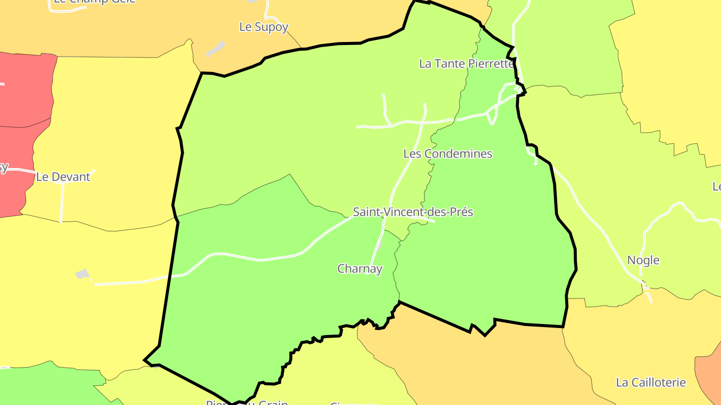 Carte des prix de l'immobilier Saint-Vincent-des-Prés