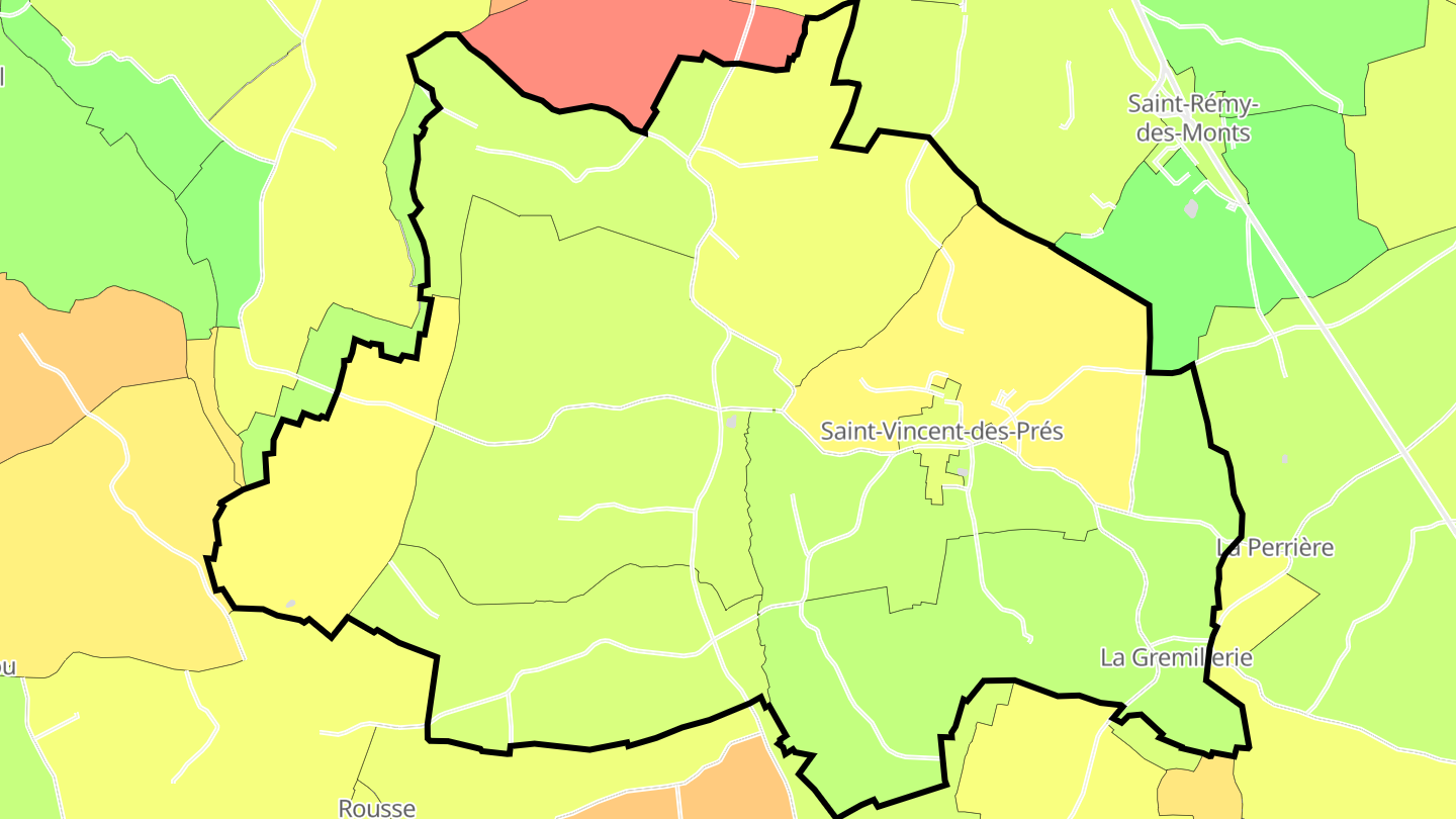 Carte des prix de l'immobilier Saint-Vincent-des-Prés