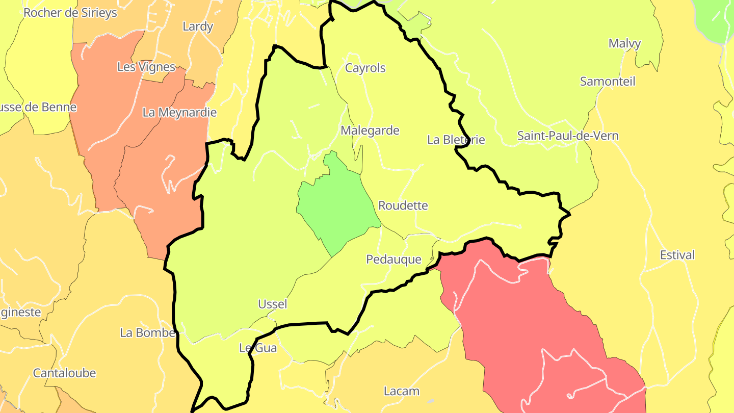 Carte des prix de l'immobilier Saint-Vincent-du-Pendit