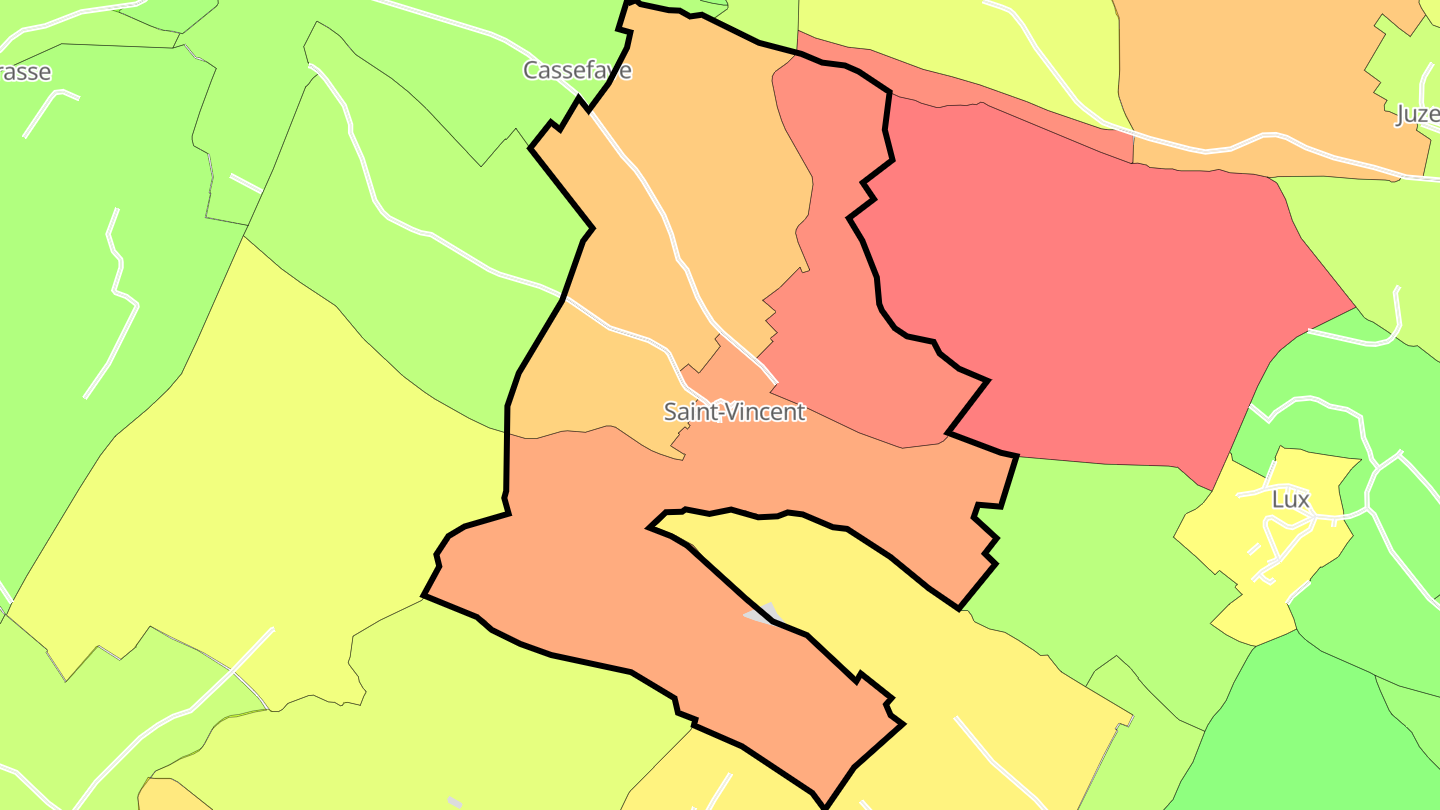 Carte des prix de l'immobilier Saint-Vincent