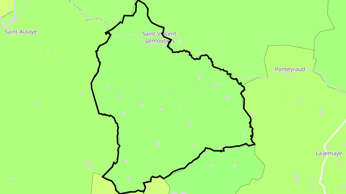 Carte des prix de l'immobilier Saint-Vincent-Jalmoutiers
