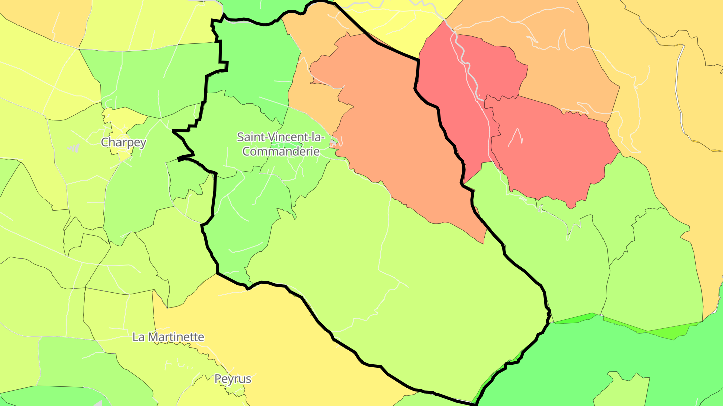 Carte des prix de l'immobilier Saint-Vincent-la-Commanderie