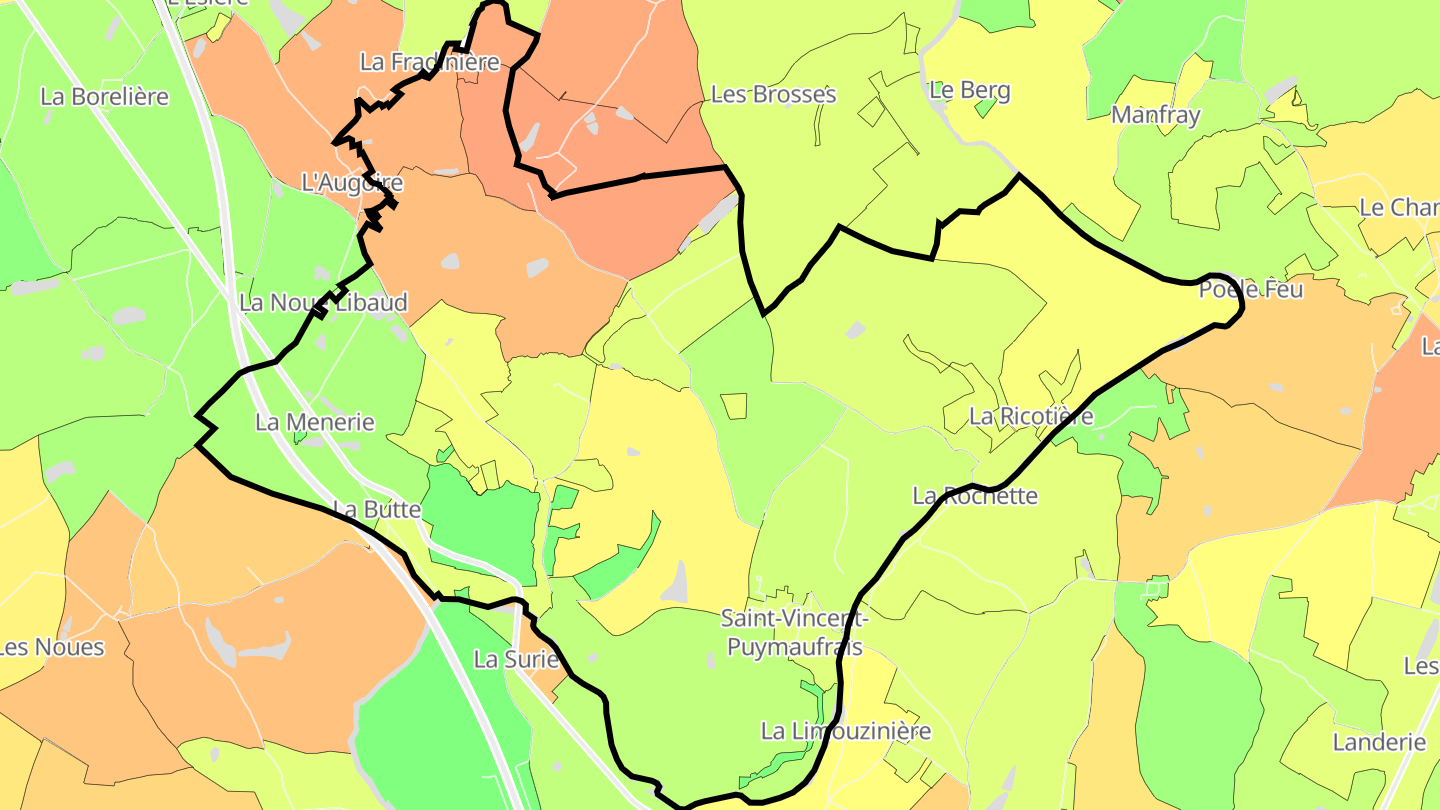 Carte des prix de l'immobilier Saint-Vincent-Puymaufrais