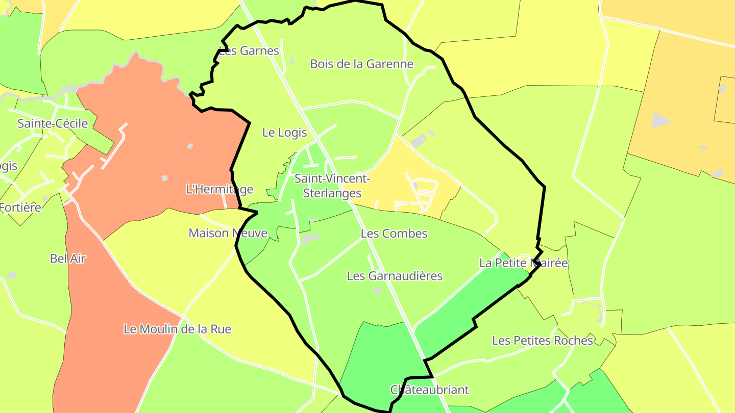 Carte des prix de l'immobilier Saint-Vincent-Sterlanges