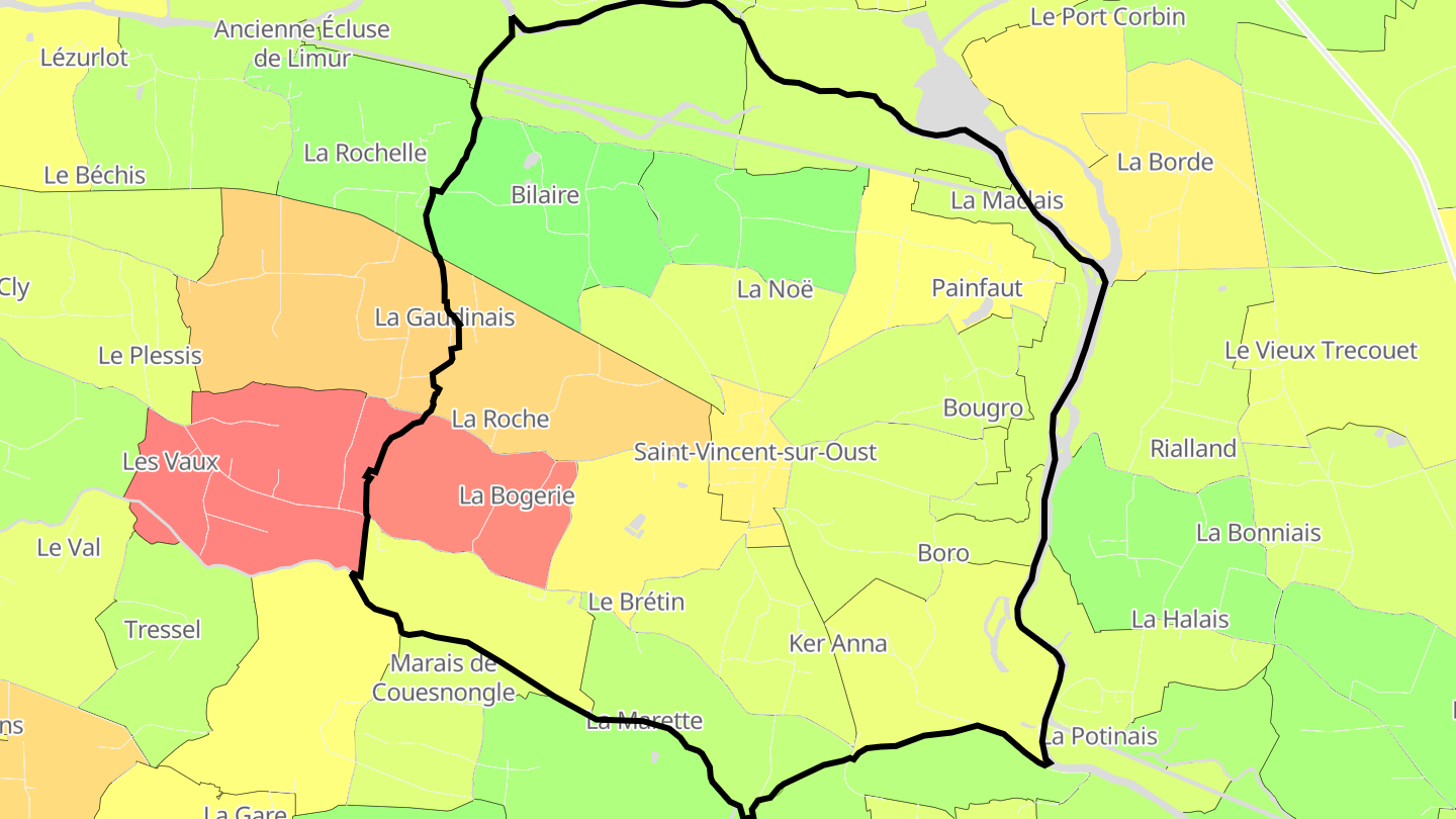Carte des prix de l'immobilier Saint-Vincent-sur-Oust