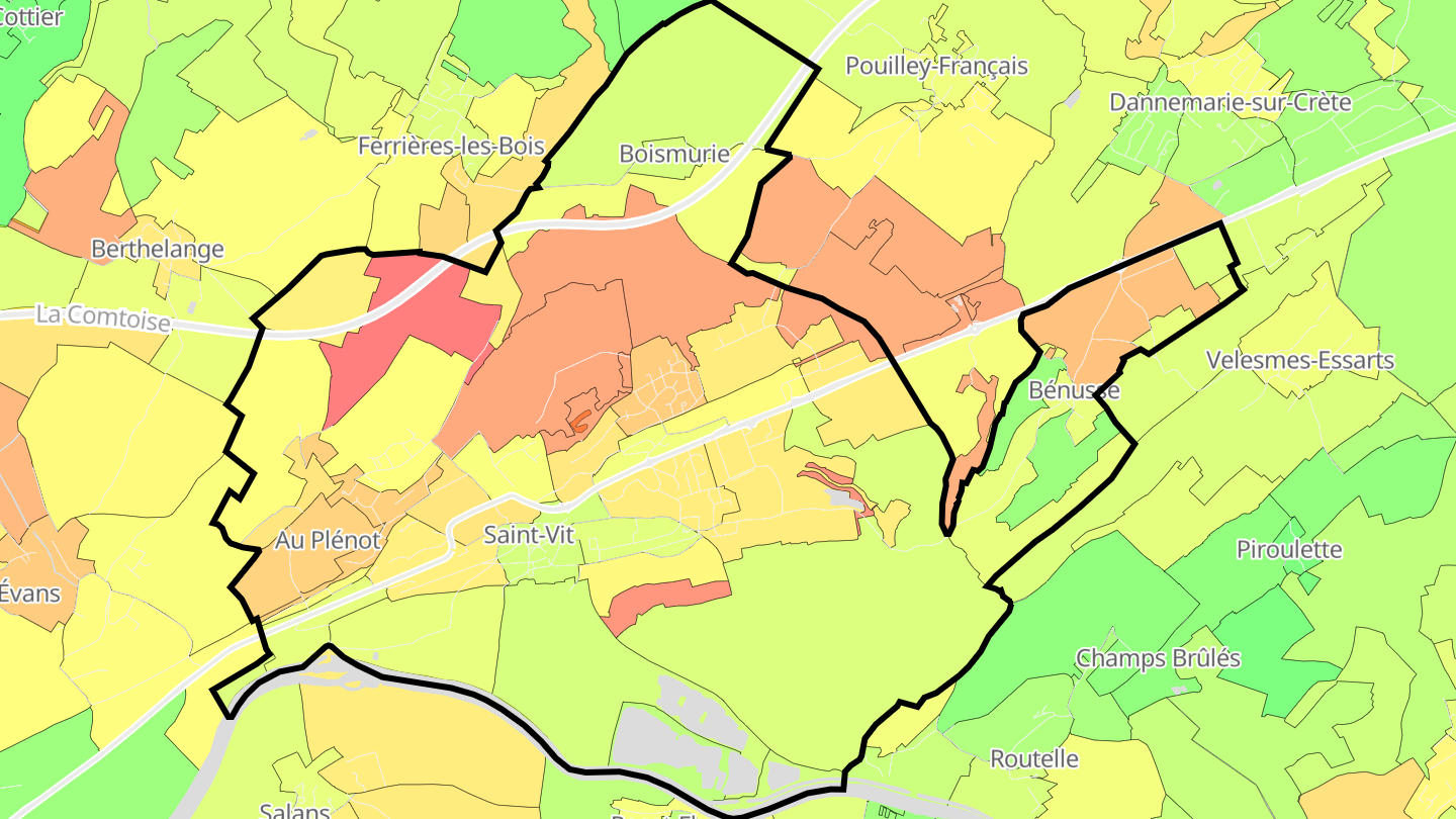 Carte des prix de l'immobilier Saint-Vit