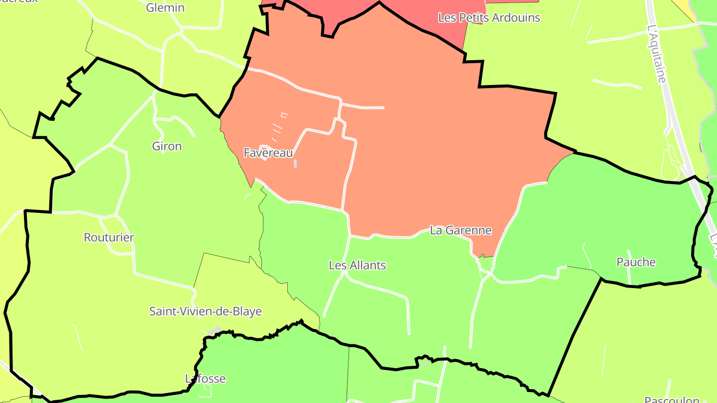 Carte des prix de l'immobilier Saint-Vivien-de-Blaye