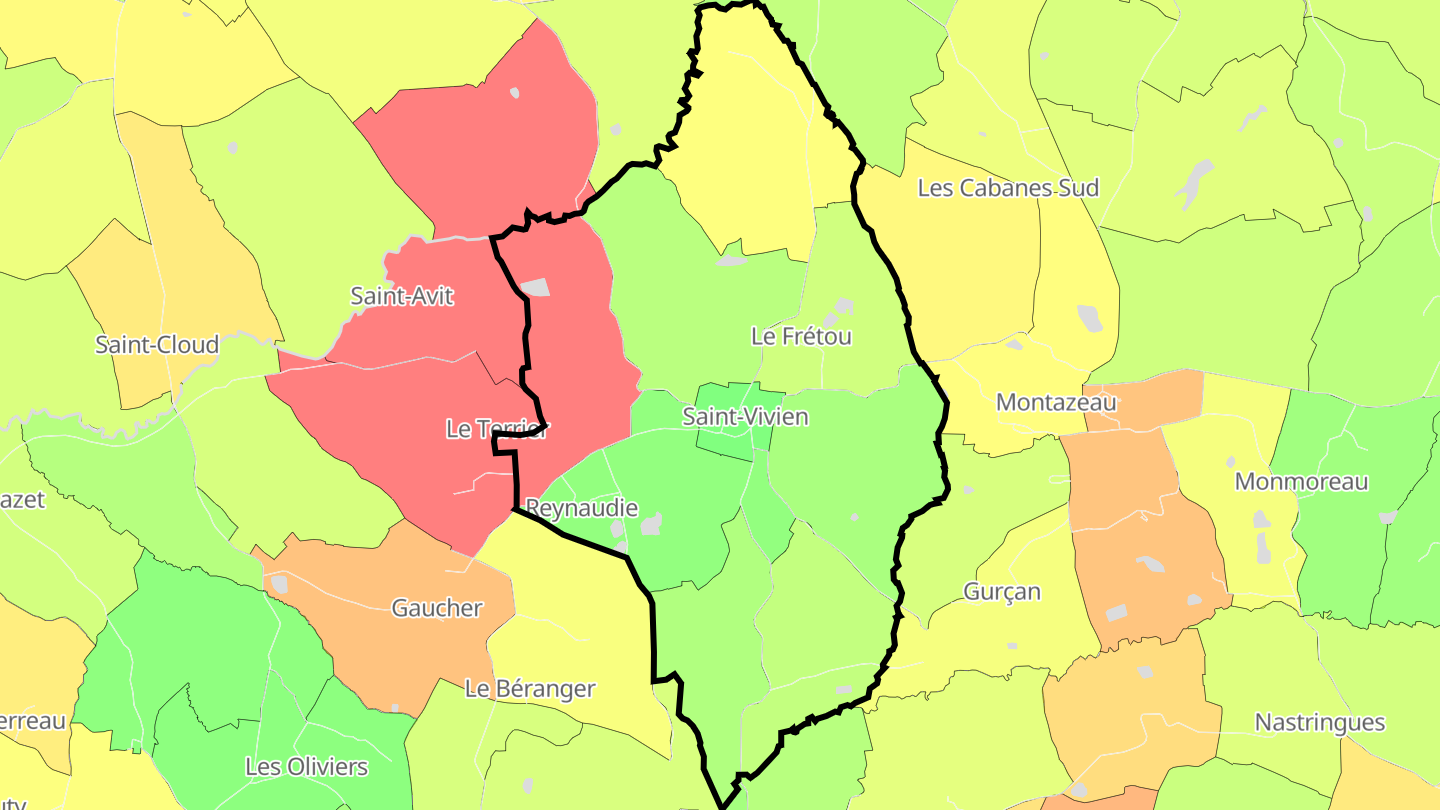 Carte des prix de l'immobilier Saint-Vivien