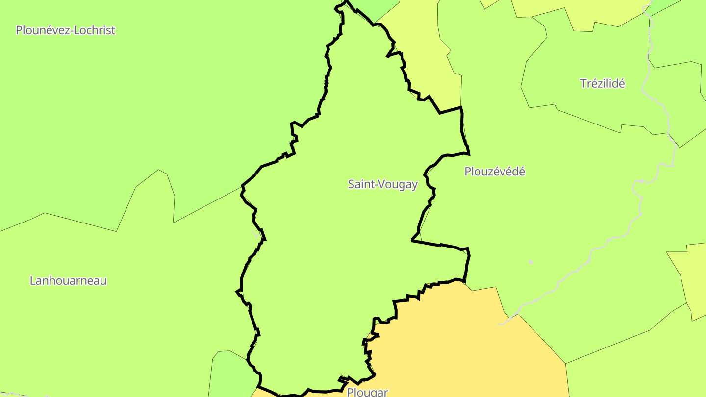 Carte des prix de l'immobilier Saint-Vougay