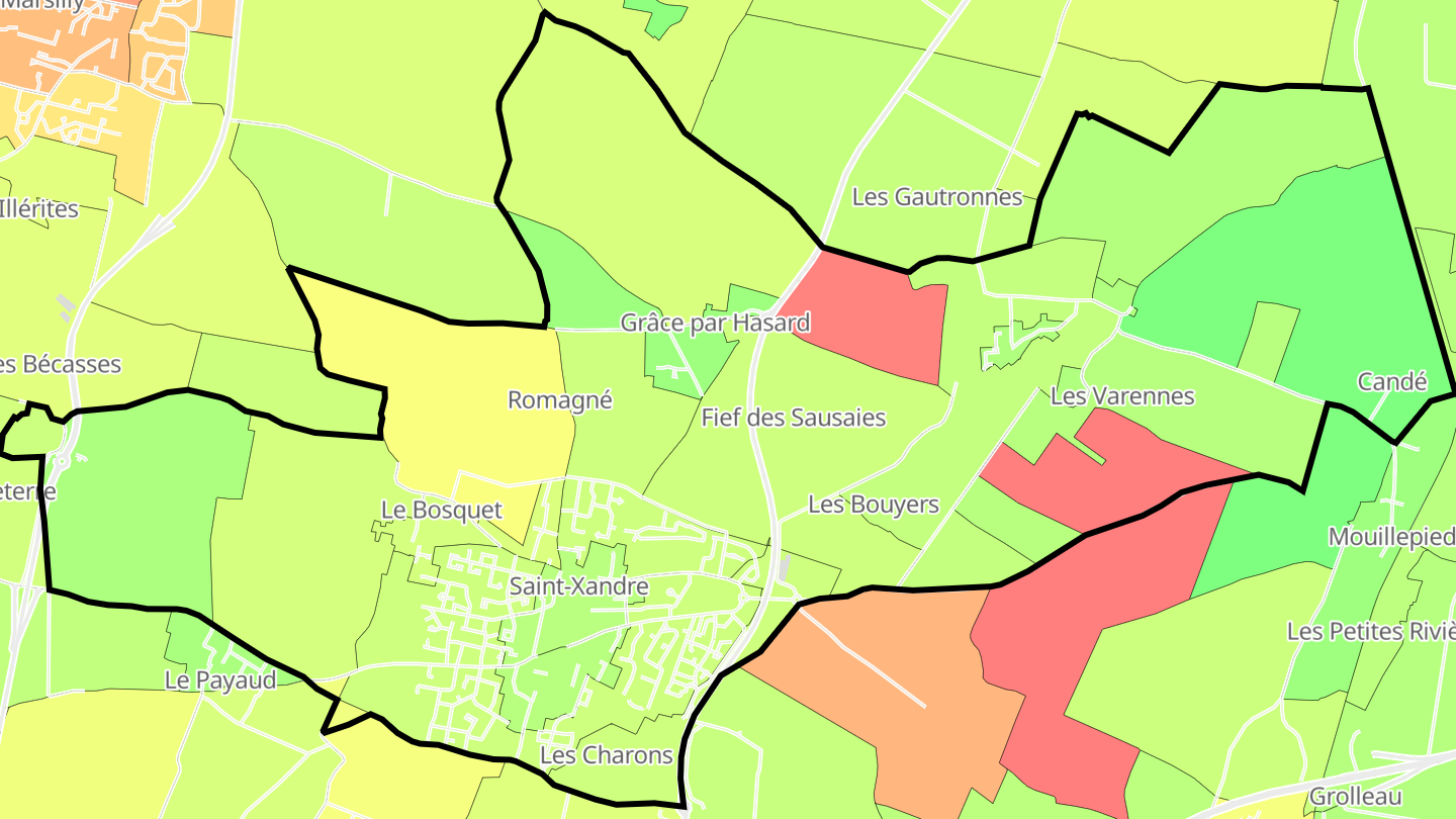 Carte des prix de l'immobilier Saint-Xandre