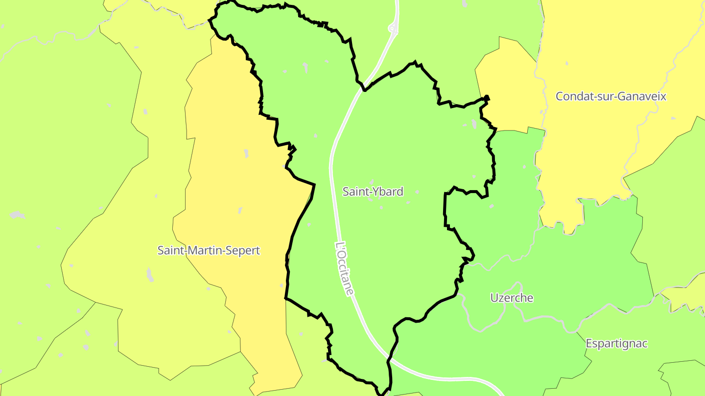 Carte des prix de l'immobilier Saint-Ybard