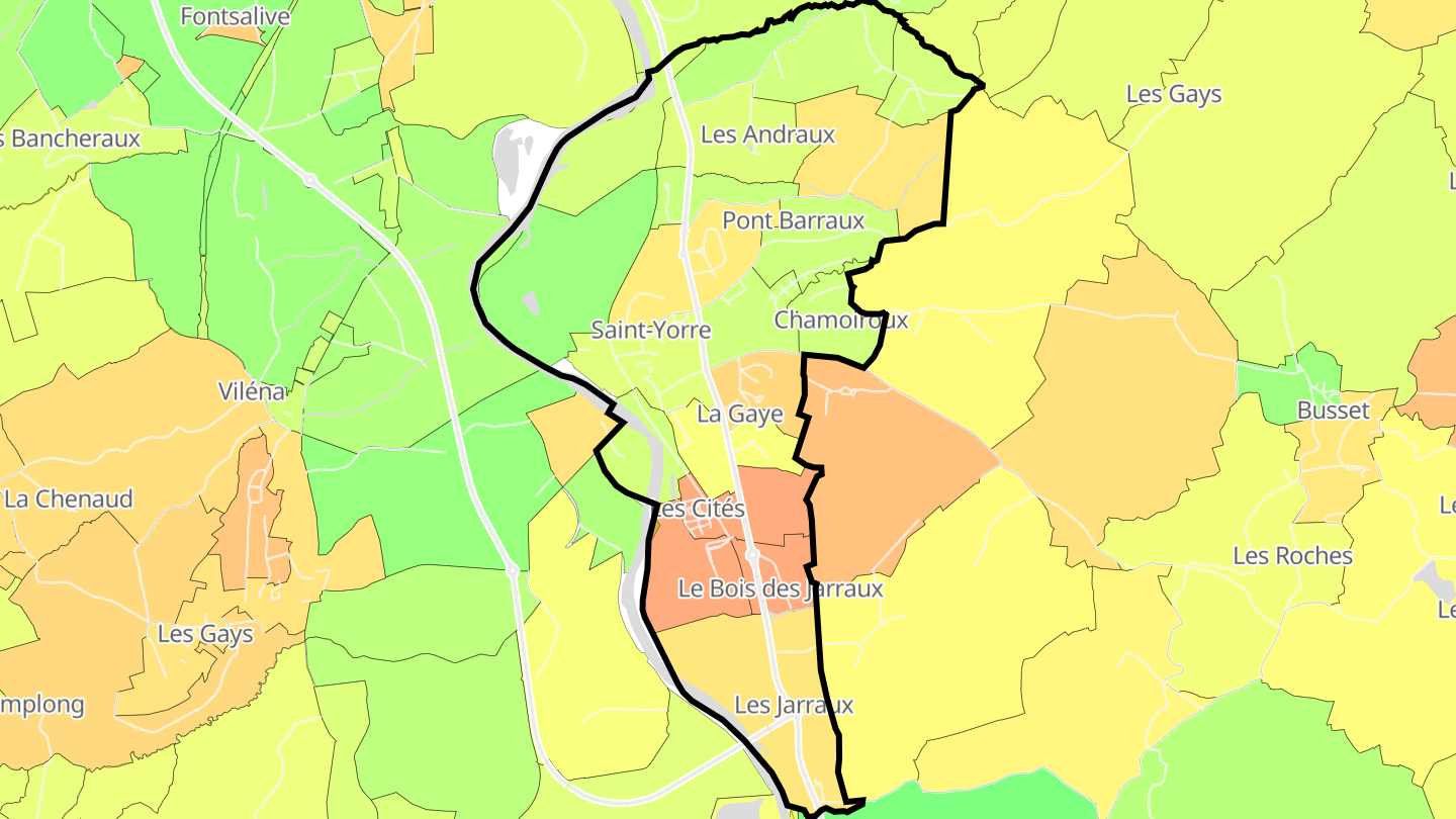 Carte des prix de l'immobilier Saint-Yorre