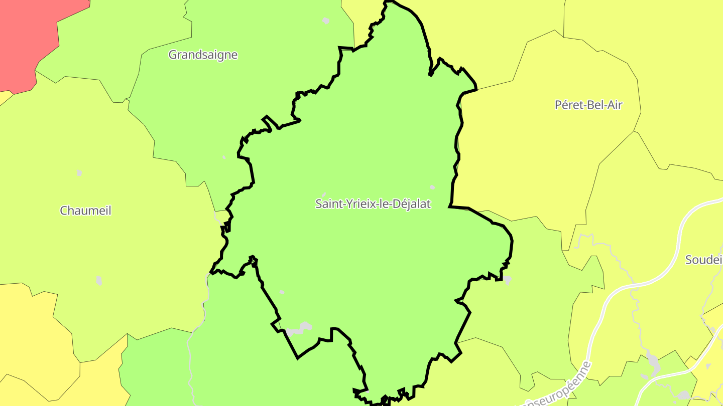 Carte des prix de l'immobilier Saint-Yrieix-le-Déjalat