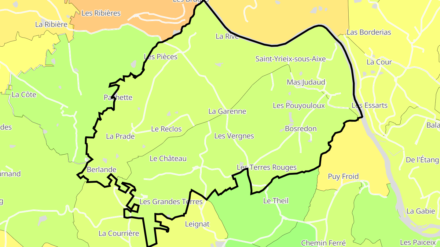 Carte des prix de l'immobilier Saint-Yrieix-sous-Aixe